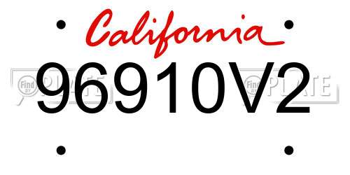 96910V2 California License Plate