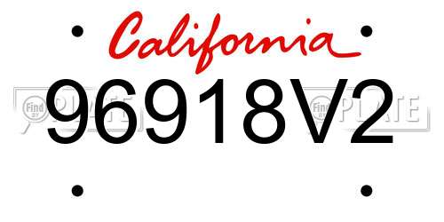 96918V2 California License Plate