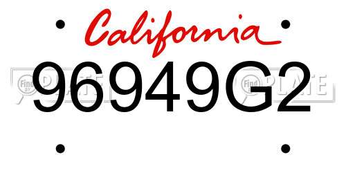 96949G2 California License Plate