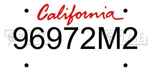 96972M2 California License Plate