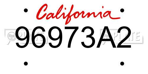 96973A2 California License Plate