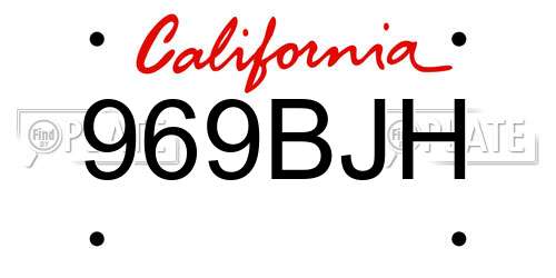 969BJH California License Plate