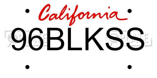 96BLKSS California License Plate
