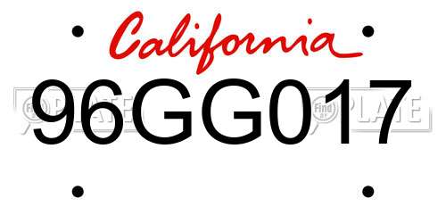 96GG017 California License Plate