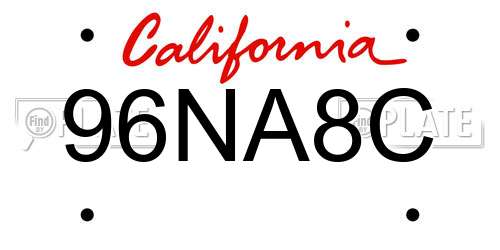 96NA8C California License Plate