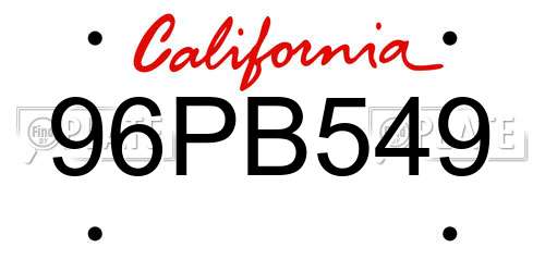 96PB549 California License Plate