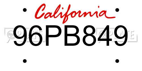 96PB849 California License Plate