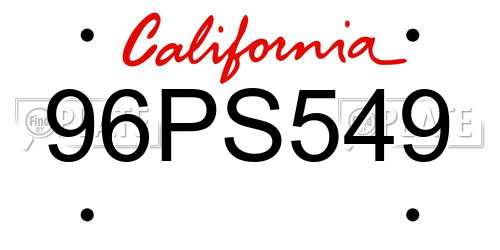 96PS549 California License Plate