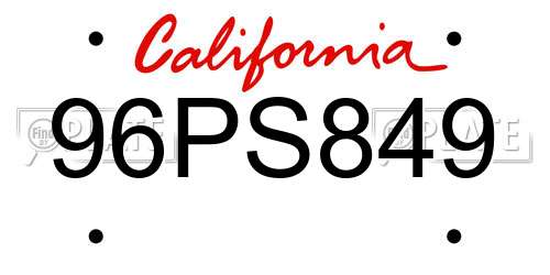 96PS849 California License Plate