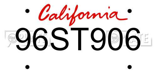 96ST906 California License Plate