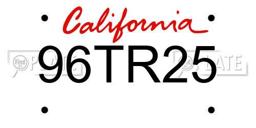96TR25 California License Plate