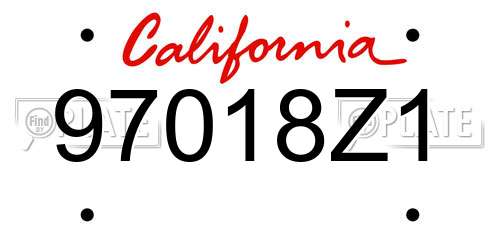 97018Z1 California License Plate