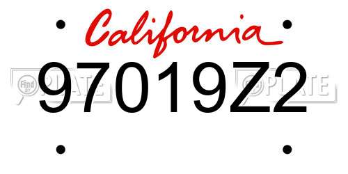 97019Z2 California License Plate