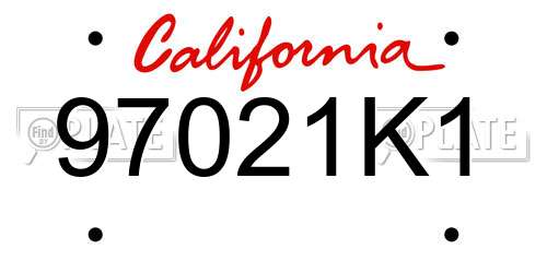 97021K1 California License Plate