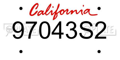 97043S2 California License Plate