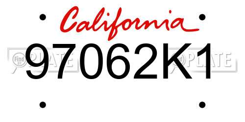 97062K1 California License Plate