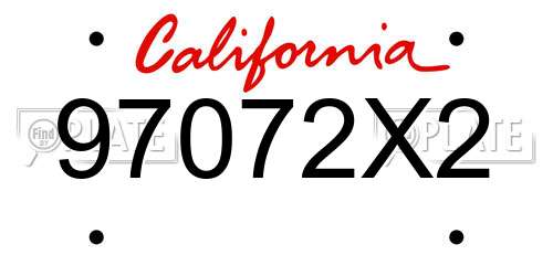 97072X2 California License Plate