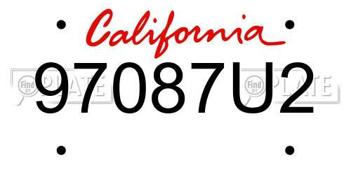 97087U2 California License Plate