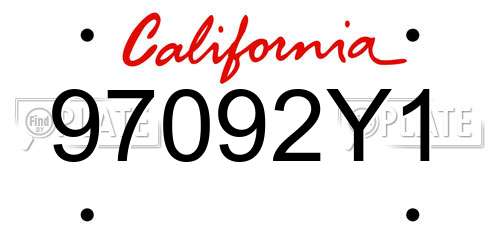97092Y1 California License Plate