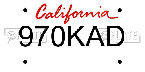 970KAD California License Plate