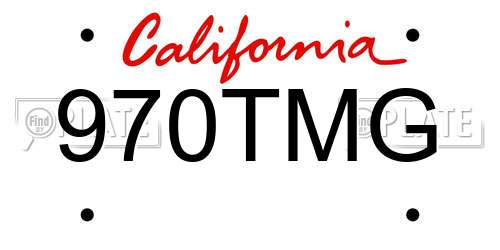 970TMG California License Plate