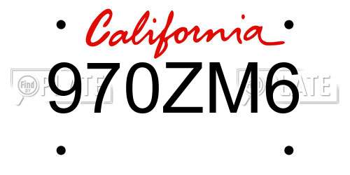 970ZM6 California License Plate