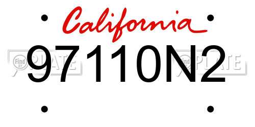 97110N2 California License Plate