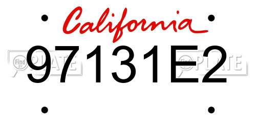 97131E2 California License Plate