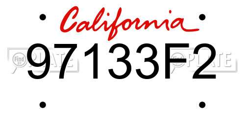 97133F2 California License Plate
