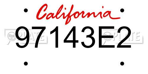 97143E2 California License Plate