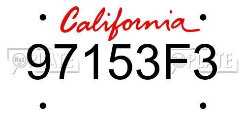 97153F3 California License Plate