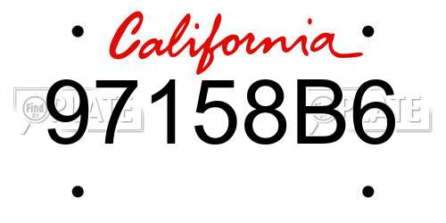 97158B6 California License Plate