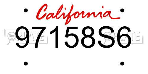97158S6 California License Plate
