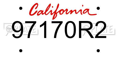 97170R2 California License Plate