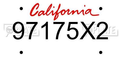 97175X2 California License Plate