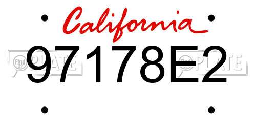 97178E2 California License Plate