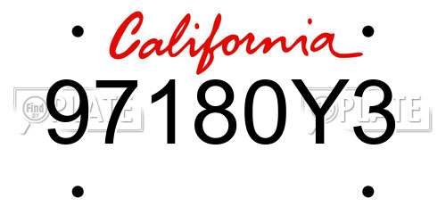 97180Y3 California License Plate