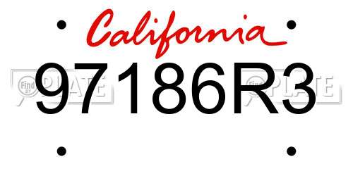 97186R3 California License Plate