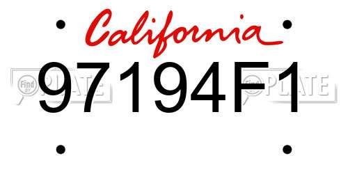 97194F1 California License Plate