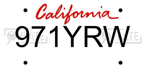 971YRW California License Plate