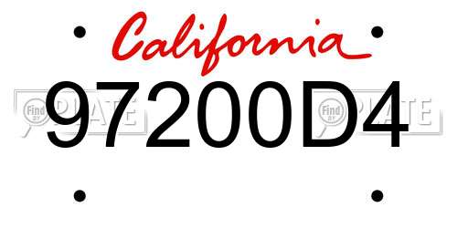 97200D4 California License Plate