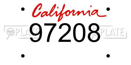 97208 California License Plate