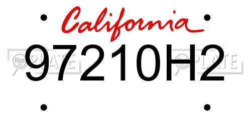 97210H2 California License Plate