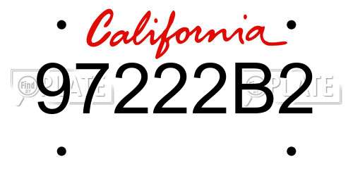 97222B2 California License Plate