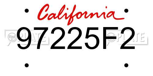 97225F2 California License Plate