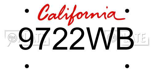 9722WB California License Plate