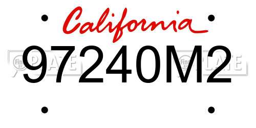 97240M2 California License Plate