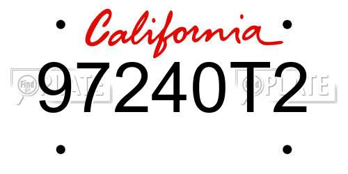 97240T2 California License Plate