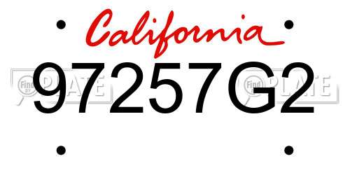 97257G2 California License Plate