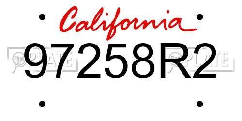 97258R2 California License Plate